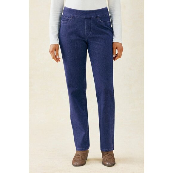 Coldwater Creek Mid Rise Slim Leg Knit Denim Size 10P Pull On Wine Cotton Blend - Picture 10 of 11